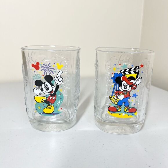 Vintage McDonald’s Disney World 2000 Mickey Mouse Celebration Glasses Set of 2 - Picture 1 of 4